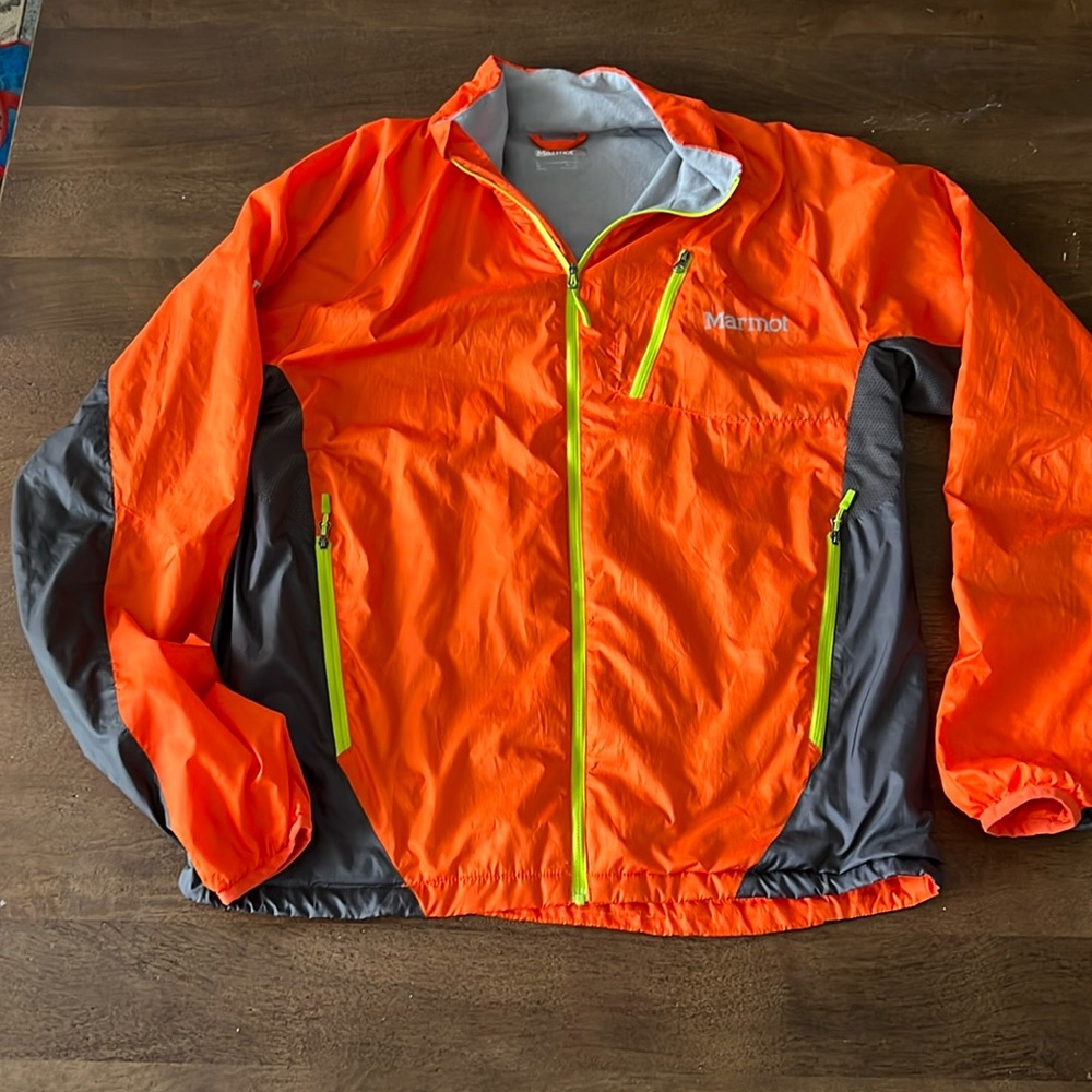 Mens Marmot Wind Jacket, M, Orange/Gray, LIKE NEW!